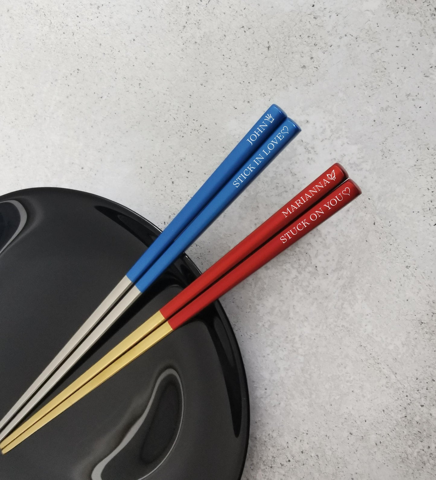 Personalized Valentines Day Gift for Him Her, Custom Engraved Stainless Steel Chopsticks, Metal Japanese, Chinese, Korean Utensils with Name
